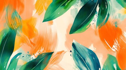 Poster - Vibrant abstract leaf patterns digital art colorful design creative environment close-up view modern aesthetic