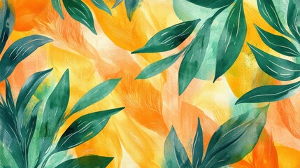 Poster - Vibrant tropical leaves nature scene digital artwork colorful environment close-up view botanical concept for relaxation