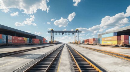 Aufkleber - container shipping operation port terminal industrial scene daytime wide angle logistics and transpo