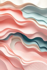 Leinwandbilder - Layers of soft pastel colors creating an abstract landscape of waves and curves in intricate design