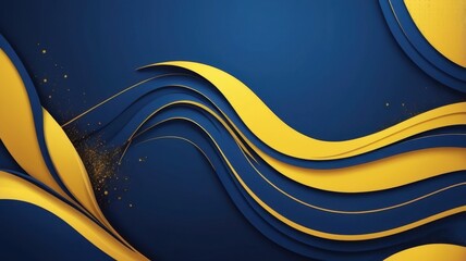 Leinwandbilder - Vibrant blue and yellow wave patterns create a dynamic and artistic backdrop for creative designs