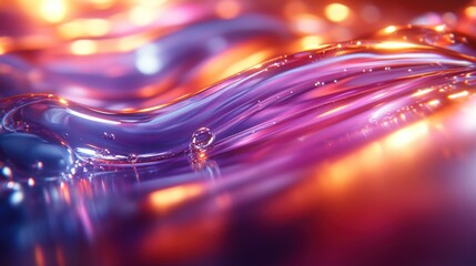 Canvas Print - Abstract liquid with vibrant colors and bokeh lights.