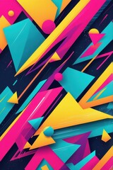 Aufkleber - Bright geometric shapes and vibrant colors create an energetic abstract composition in a digital artwork