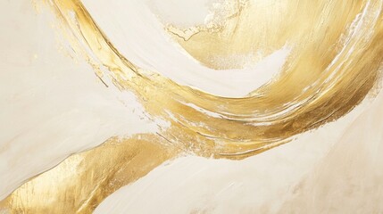 Poster - Abstract golden wave artwork modern art gallery digital painting minimalist environment elevated viewpoint contemporary concept