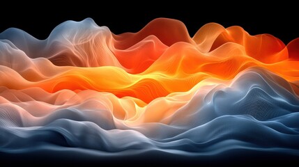 Wall Mural - Abstract orange, blue, and gray wave pattern.