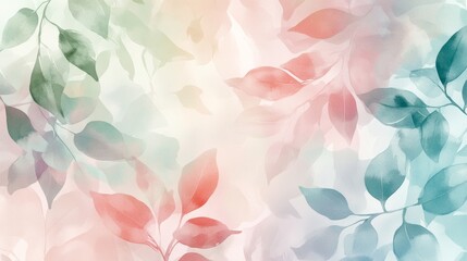 Poster - Soft watercolor leaves nature background abstract art tranquil atmosphere artistic viewpoint serenity concept