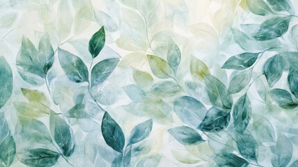 Poster - Serene green leaf patterns nature abstract art soft colors aesthetic view organic design for tranquility