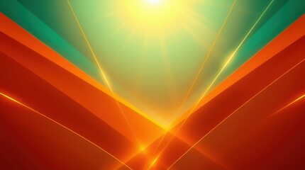 Leinwandbilder - Vibrant rays of light dance through geometric shapes in a stunning abstract display