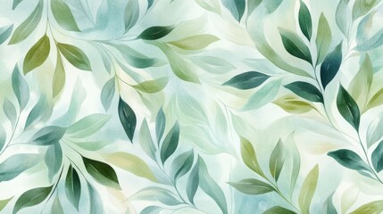 Poster - Lush greenery leaves pattern design botanical art digital illustration serene environment aesthetic viewpoint nature concept
