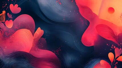 Poster - Soft and Dreamy Romantic Background featuring Gradient Designs Subtle Patterned Elements and Warm Decorative Accents in a Captivating and Ethereal Composition