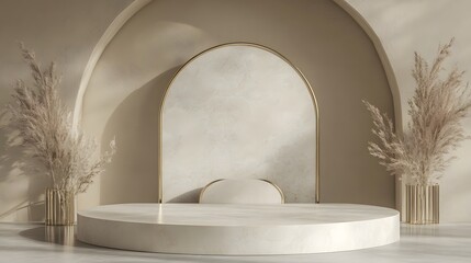 Poster - Minimalist Luxurious Valentine Podium Stand for Product Showcase on Monochrome Background