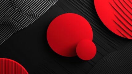 Poster - Dynamic red circles on textured black background graphic design abstract art modern aesthetics