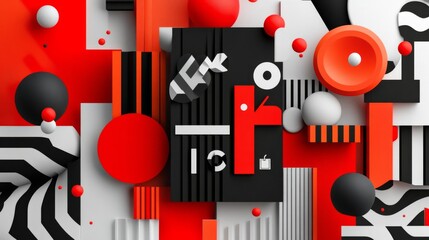 Poster - Dynamic abstract composition digital art modern design colorful environment bold viewpoint creative expression