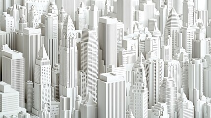 Poster - Monochromatic Architectural Model of a Dense, Modern Cityscape