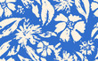 © Anatoliy - Seamless pattern hand drawn flowers with brush style texture on blue background. Brush stroke white floral pattern. Design element flower pattern. Vector illustration brush pattern.