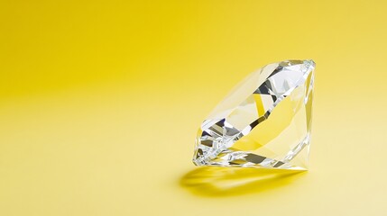Poster - Solitary Diamond on Vibrant Yellow Background - Minimalist Aesthetic.