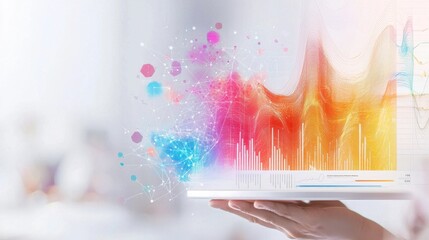 Poster - Vibrant Digital Explosion of Colors and Shapes Representing Motion Energy and Dynamic Technology