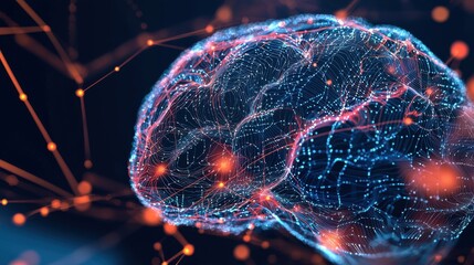 Poster - Glowing Neural Network Representing Futuristic Digital Brain and Connectivity