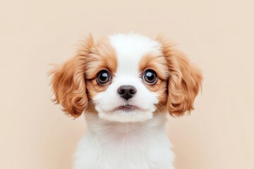 Aufkleber - A flat design of a Shih Tzu puppy face, featuring exaggerated round eyes and soft neutral colors