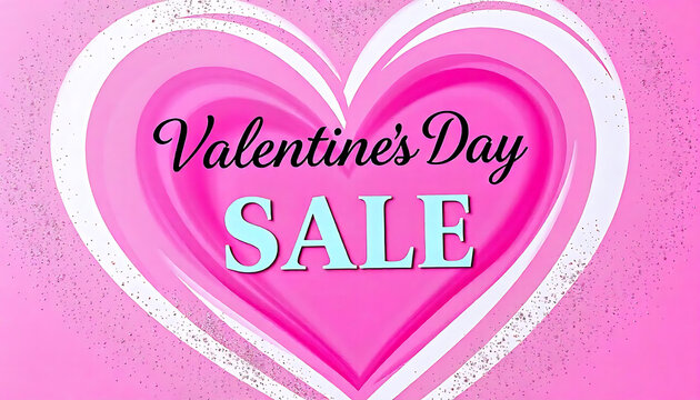 Valentine's Day Sale Banner - 'SALE' Text on Pink and White Heart Background