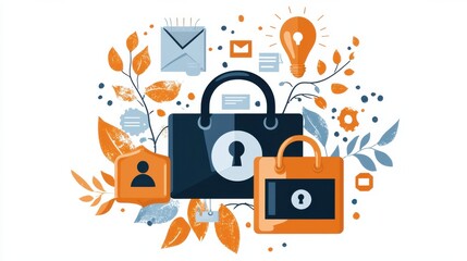 Poster - Closed Lock and Key Symbolizing Digital Security and Privacy