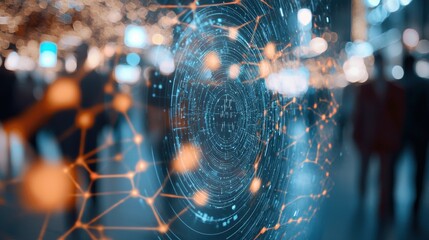Fototapete - Futuristic digital network with interconnected data and energy flows depicting advanced technology and intelligence