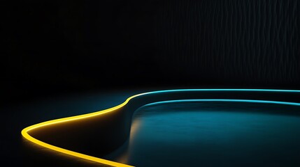 Poster - Neon lights illuminate a dark, abstract space