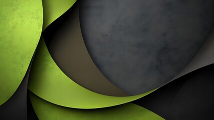 Fototapete - Abstract green curves on dark textured background design element