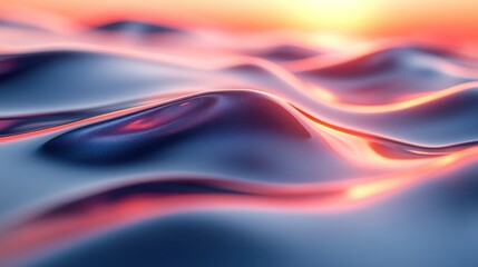 Wall Mural - Abstract wavy surface with sunset reflection.