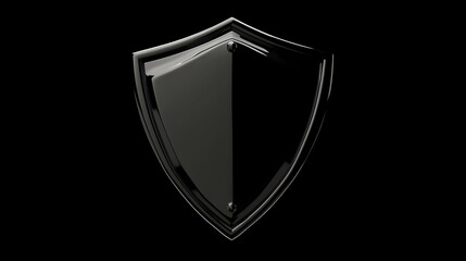 Black shield with a sleek design creating a sense of strength and protection in a minimalist style