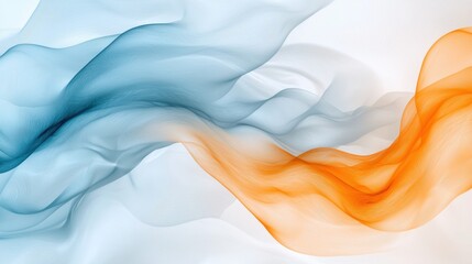 Poster - Flowing Turquoise and Orange Abstract Waves Swirling Dynamic Motion