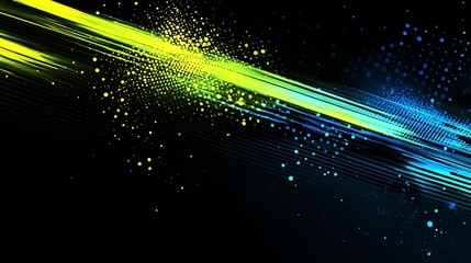 Fototapete - Diagonal light streaks, particles on dark background, digital art