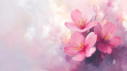 Aufkleber - Pink cherry blossoms blooming in spring, soft background, ideal for prints