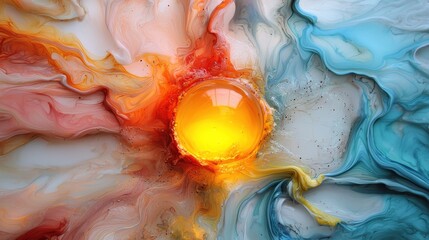 Poster - Radiant Liquid Explosion An Ethereal Cosmic Dreamscape of Vibrant Hues and Abstract Patterns