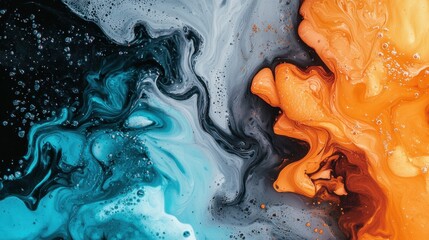 Poster - Captivating Collision of Vibrant Liquid Swirls in Abstract Design