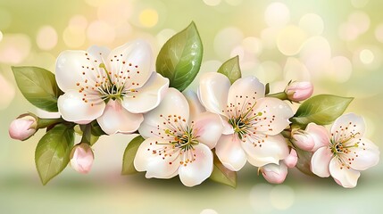 Aufkleber - Spring blossom branch on blurred background