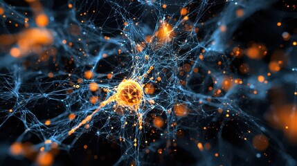Poster - Intricate Neural Network with Glowing Connections Representing Digital Intelligence and Technology Innovation