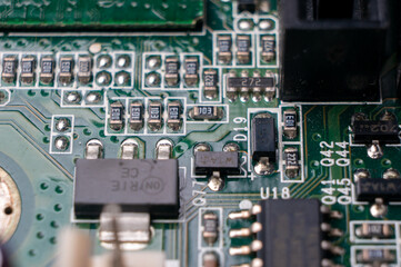 Wall Mural - Macro photo of printed circuit board with SMD components