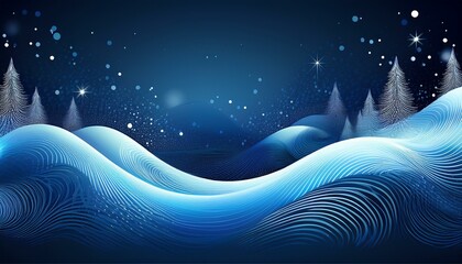 Sticker -  illustration of a winter night scene with glowing blue hues snow particles swirls and soft waves creating a magical ambiance