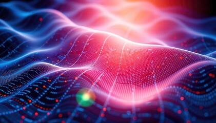 Aufkleber - Abstract digital wave data visualization Red and blue hues dynamic flowing pattern tech and data related projects