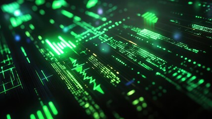 Poster - A close-up of a stock market screen showing green arrows and a growing financial graph, representing positive market trends.
