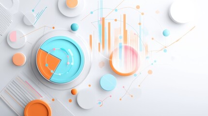 Poster - minimalist geometric abstract shapes composition in pastel colors for branding and digital visualiza