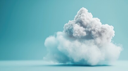 Canvas Print - Fluffy white clouds against a serene blue sky with copy space