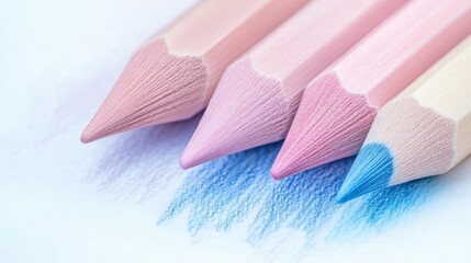 Poster - Soft pencil strokes create pastel textures in pink and blue tones for artistic expression and balance