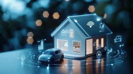 Poster - smart home with connected car and integrated technology for sustainable lifestyle