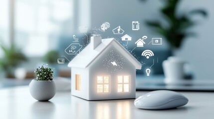 Poster - modern smart home automation system with digital devices and eco friendly decor
