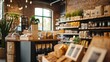 © ADD PHOTO - Stylish Rustic Grocery Store Interior with Shelves of Artisanal Products