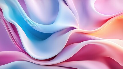Poster - Mesmerizing Fluid Waves of Vibrant Gradient Hues in Ethereal Digital Artwork