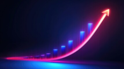 Poster - A futuristic digital financial chart with an upward trajectory, symbolizing the rise of wealth and economic prosperity.