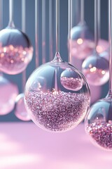 Canvas Print - Elegant Pink Glitter Hanging Ornaments